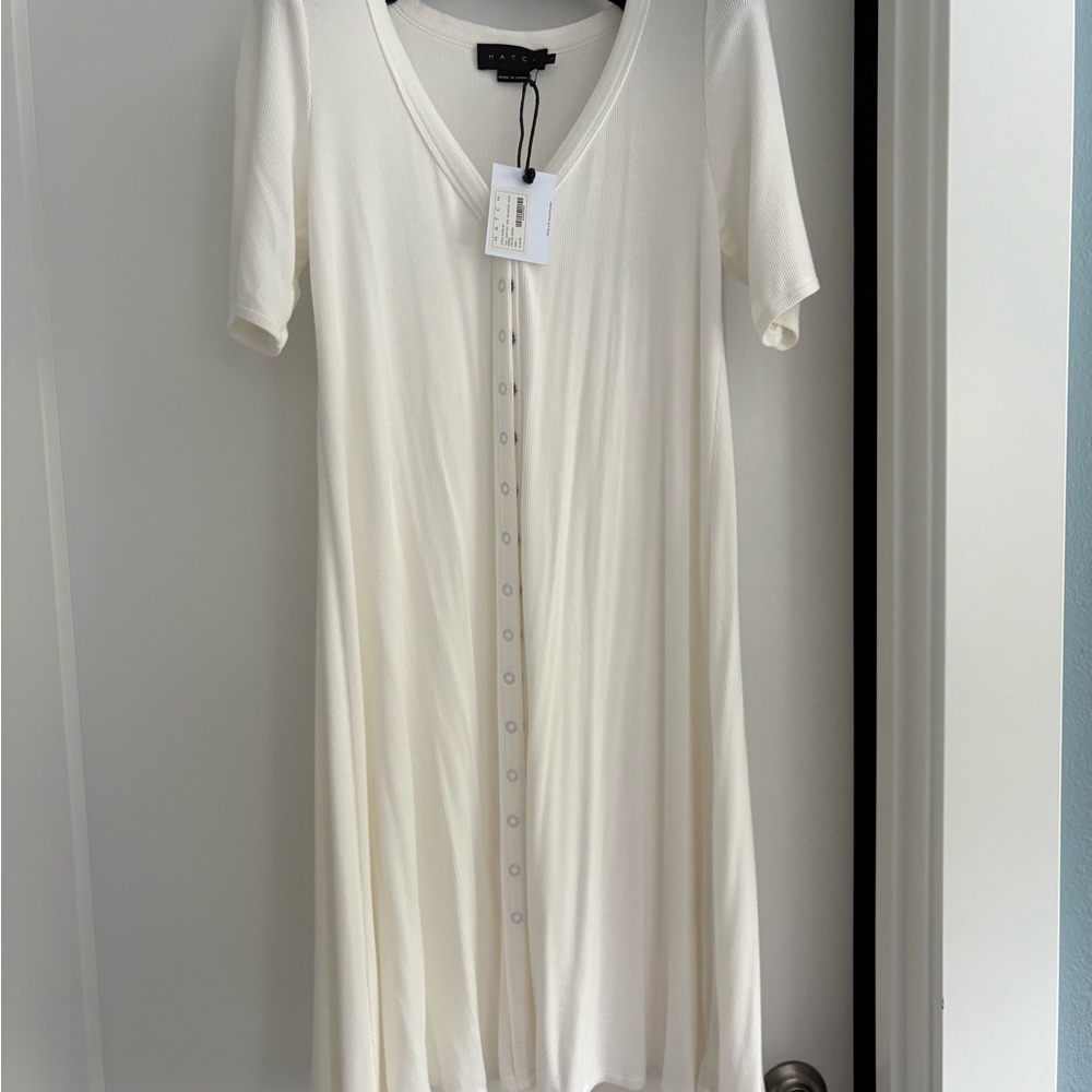 Hatch Ivory Ribbed Mini Dress